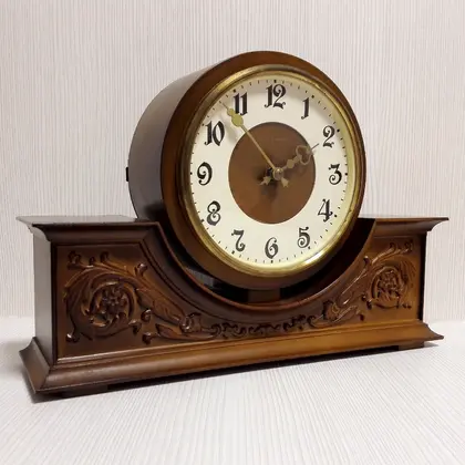 Soviet Vintage Desk Clock Vesna.Russian Wooden Mechanical clock