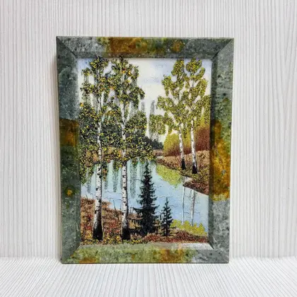 Vintage Russian Painting. Items handmade natural stone.Decor USSR