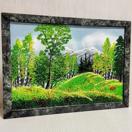 Antique Soviet Painting.Vintage.Handcrafted from natural stone