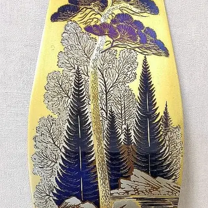 Antique Russian Painting Forest. Soviet Engraving on Steel USSR