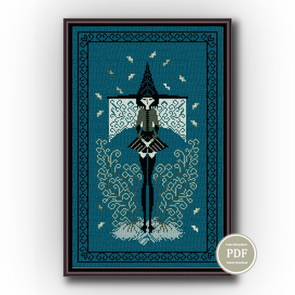 Halloween Cross Stitch Pattern Witch Sampler 126