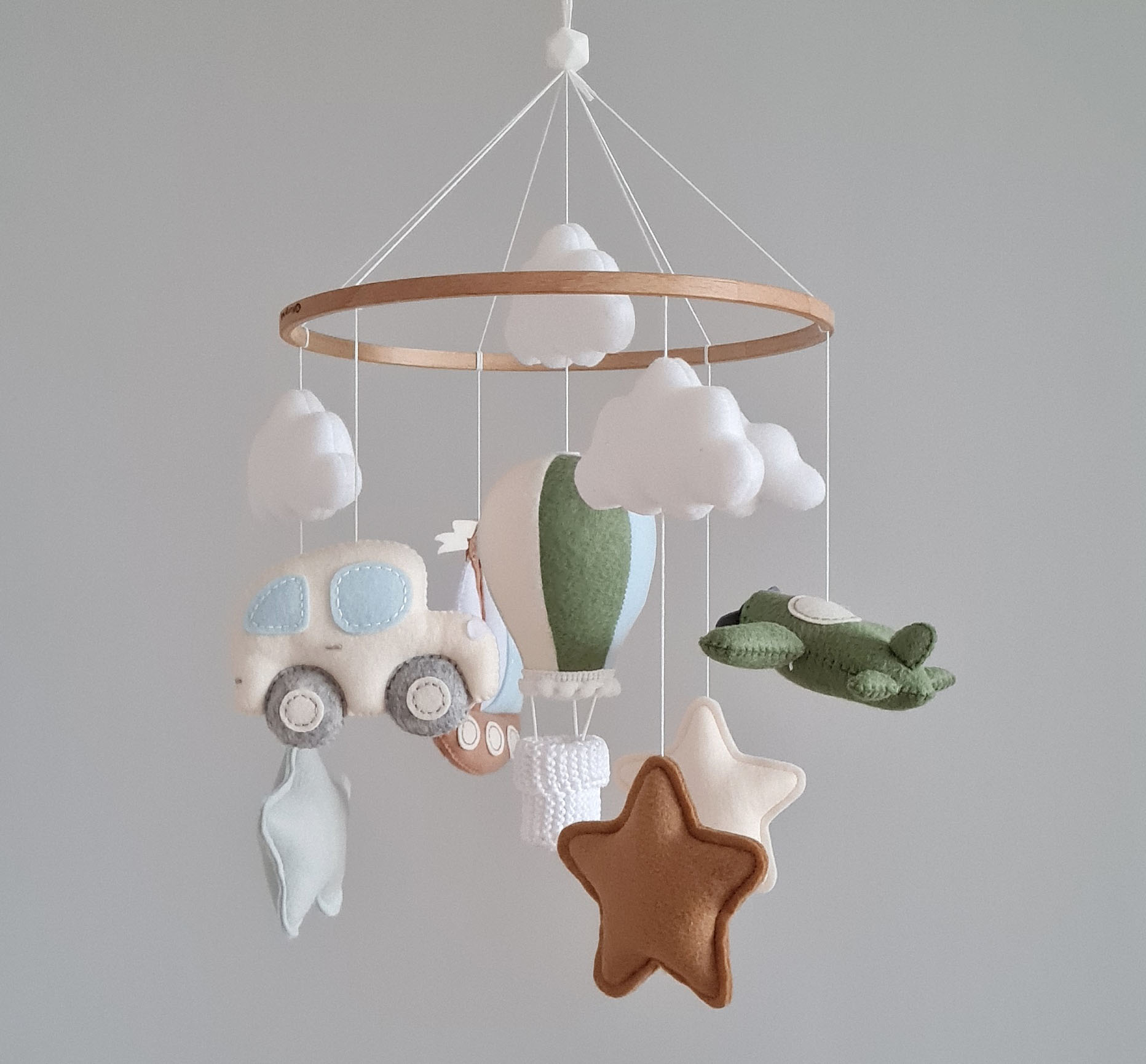 Transport baby boy mobile, airplane sailing boat hot air balloon 8 car mobile