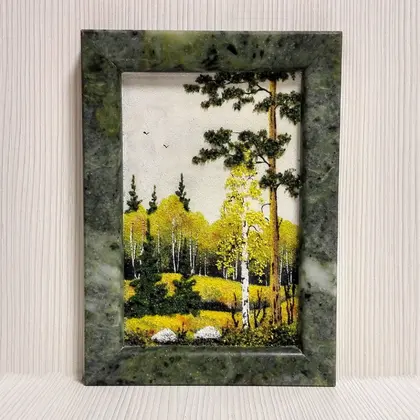 Vintage items of from natural stone.Rare Russian painting