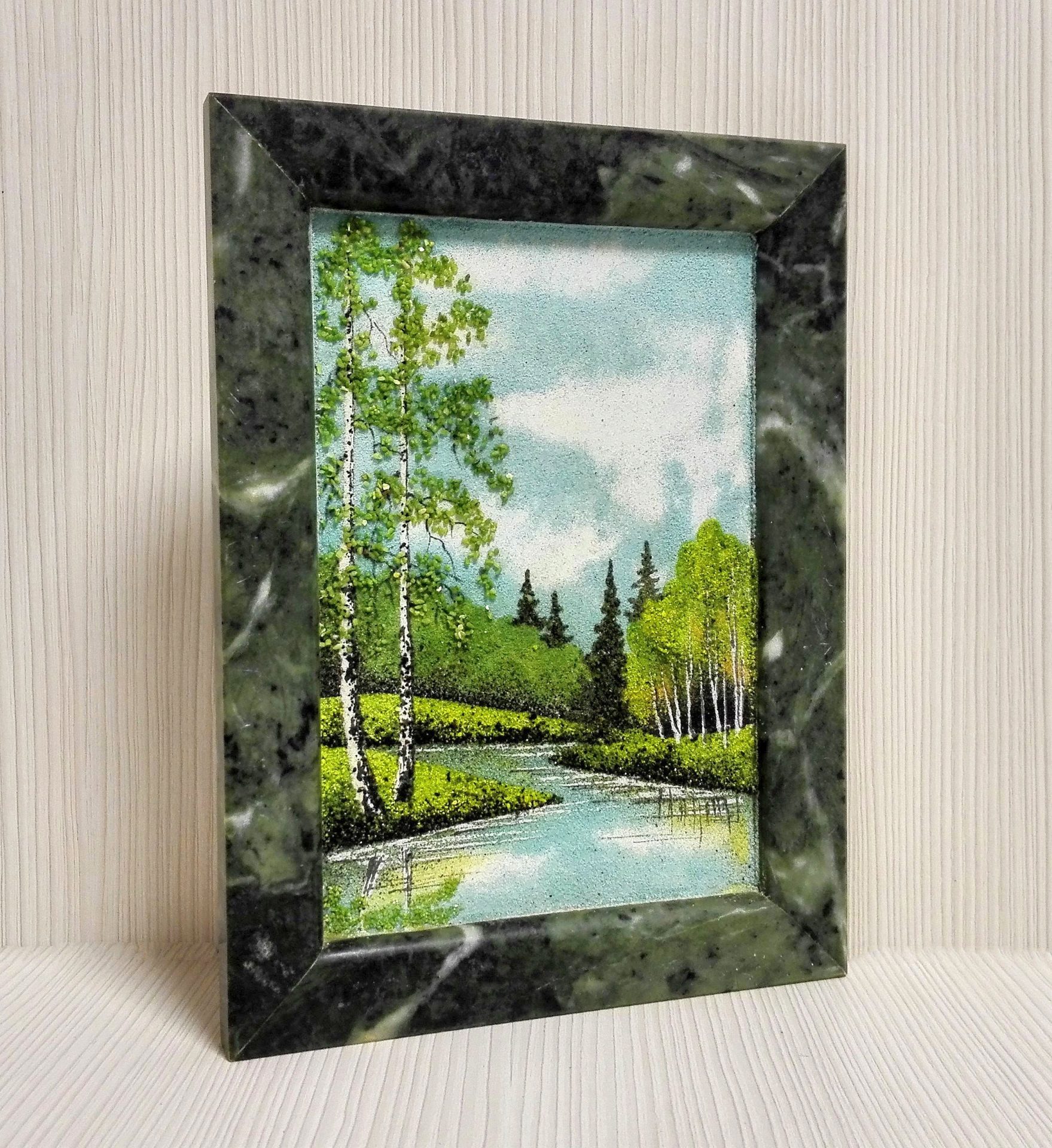 Soviet Picture From Stone. Vintage Russian Painting. Wall decor 2 Soviet Picture From Stone. Vintage Russian Painting. Wall decor - Image 2