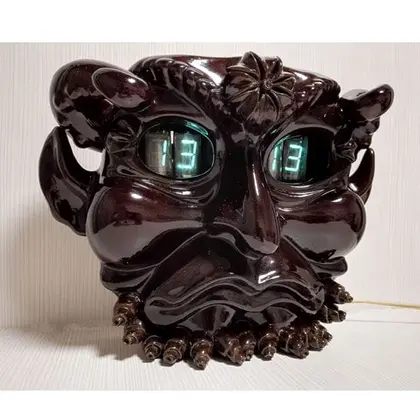 Soviet Antique Сlock Devils Head. Ceramic Electronic Clock USSR