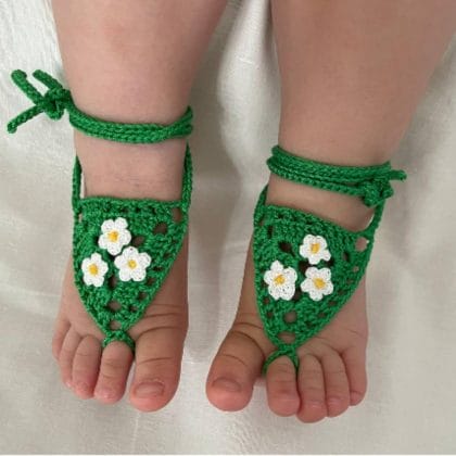 Crochet pattern baby barefoot sandals, beach pool anklet