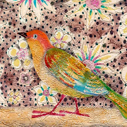 flowergarden drawing bird