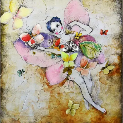 aesthetic butterfly girl drawing digital