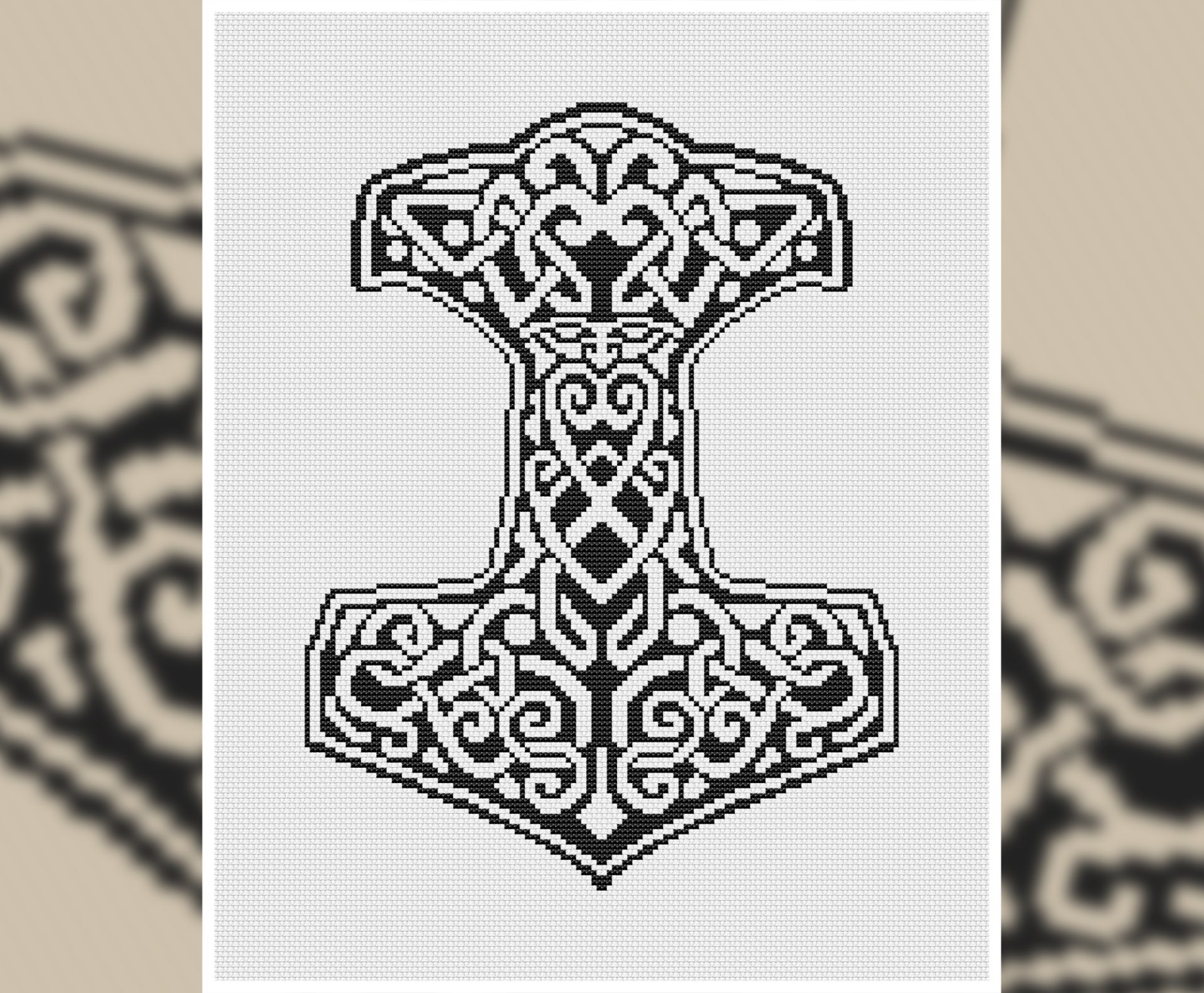 Thor's Hammer cross stitch pattern pdf, Viking cross stitch 3 Thor's Hammer cross stitch pattern pdf, Viking cross stitch - Image 3
