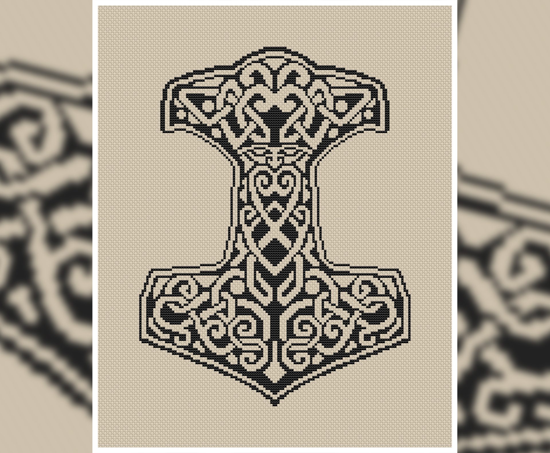Thor's Hammer cross stitch pattern pdf, Viking cross stitch 4 Thor's Hammer cross stitch pattern pdf, Viking cross stitch - Image 4