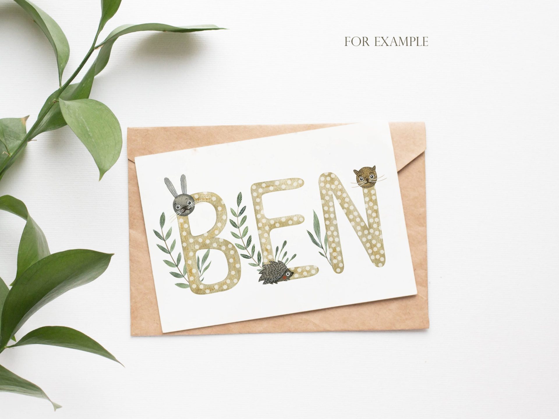 Watercolor alphabet clipart. Cute letters, numbers, greenery 4 Watercolor alphabet clipart. Cute letters, numbers, greenery - Image 4