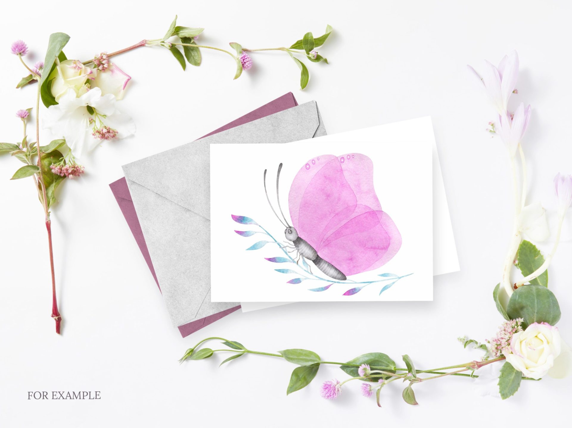 Pink butterfly clipart. Cute watercolor butterflies, greenery 7 Pink butterfly clipart. Cute watercolor butterflies, greenery - Image 7