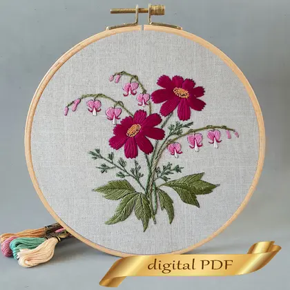 Garden flowers hand embroidery Digital PDF