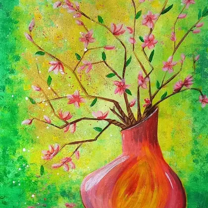 Ikebana Japanese Painting 12*16" Oriental Art by Yalozik