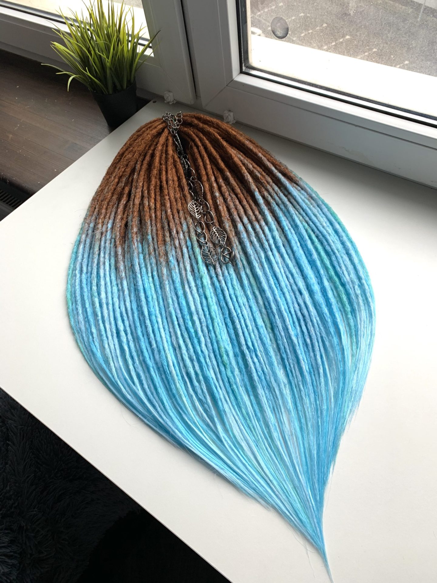 Ginger dreads blue, ombre dreadlocks extensions 7 Ginger dreads blue, ombre dreadlocks extensions - Image 7