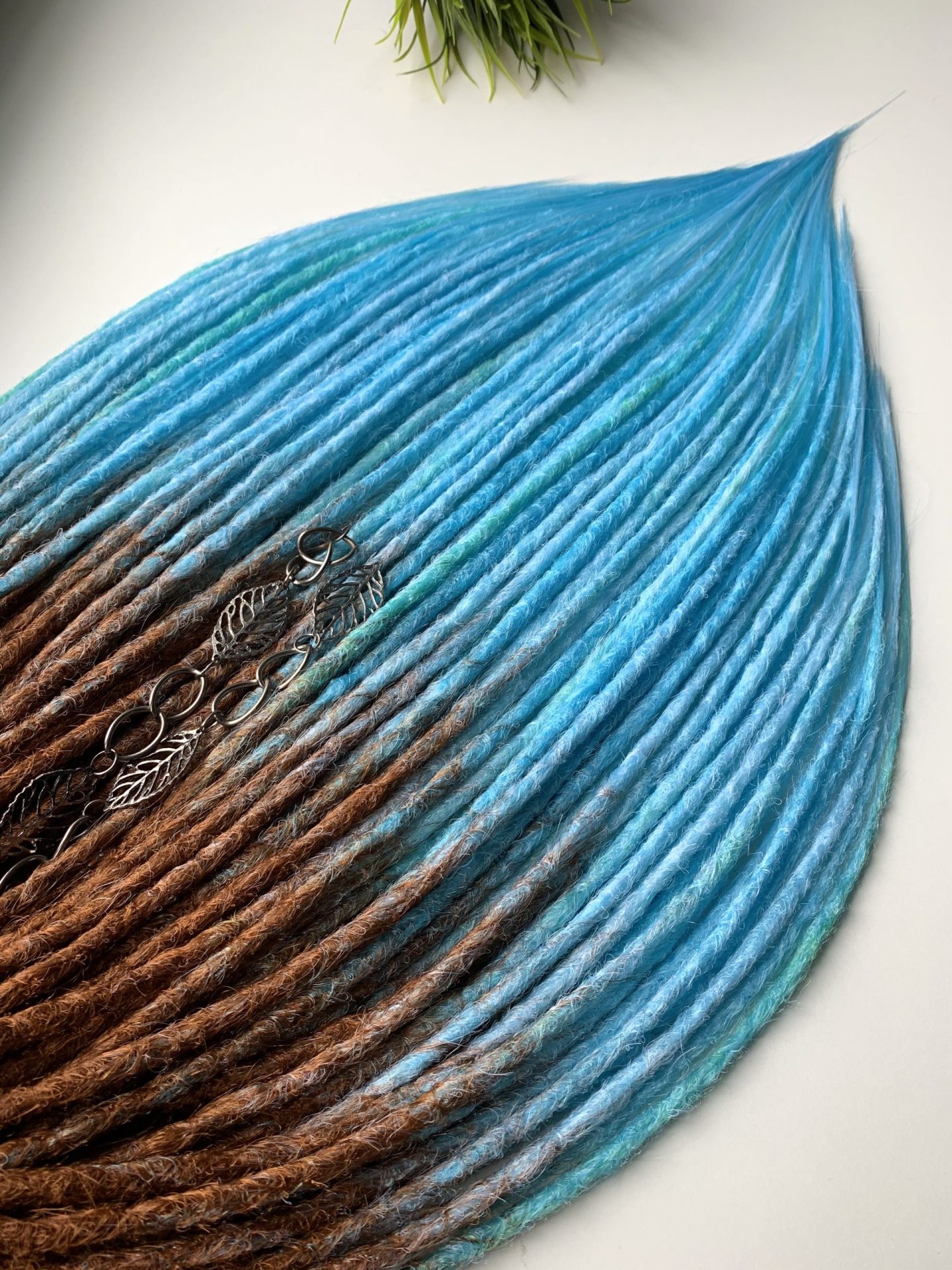Ginger dreads blue, ombre dreadlocks extensions 6 Ginger dreads blue, ombre dreadlocks extensions - Image 6