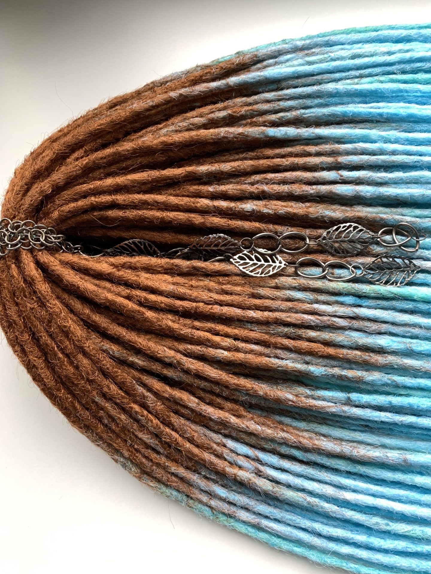 Ginger dreads blue, ombre dreadlocks extensions 4 Ginger dreads blue, ombre dreadlocks extensions - Image 4