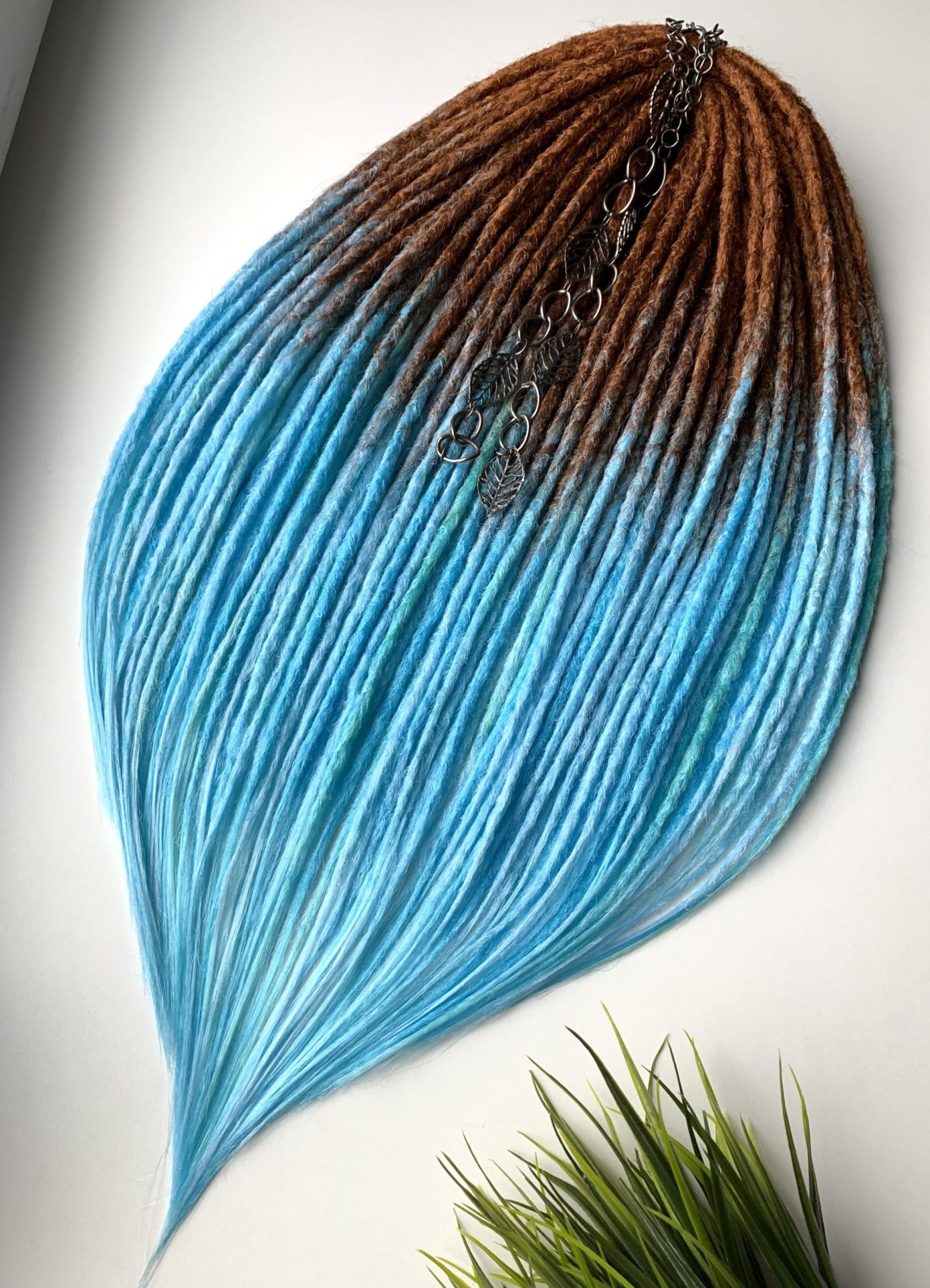 Ginger dreads blue, ombre dreadlocks extensions 8 Ginger dreads blue, ombre dreadlocks extensions - Image 8