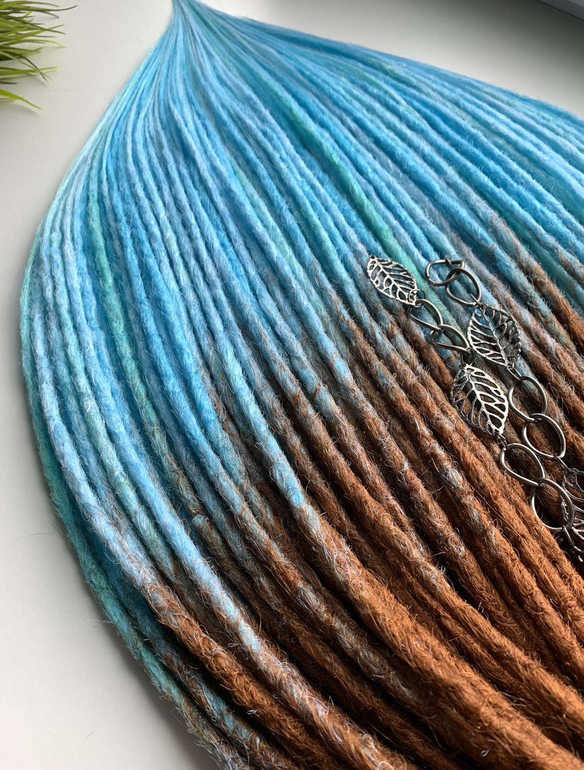 Ginger dreads blue, ombre dreadlocks extensions 3 Ginger dreads blue, ombre dreadlocks extensions - Image 3