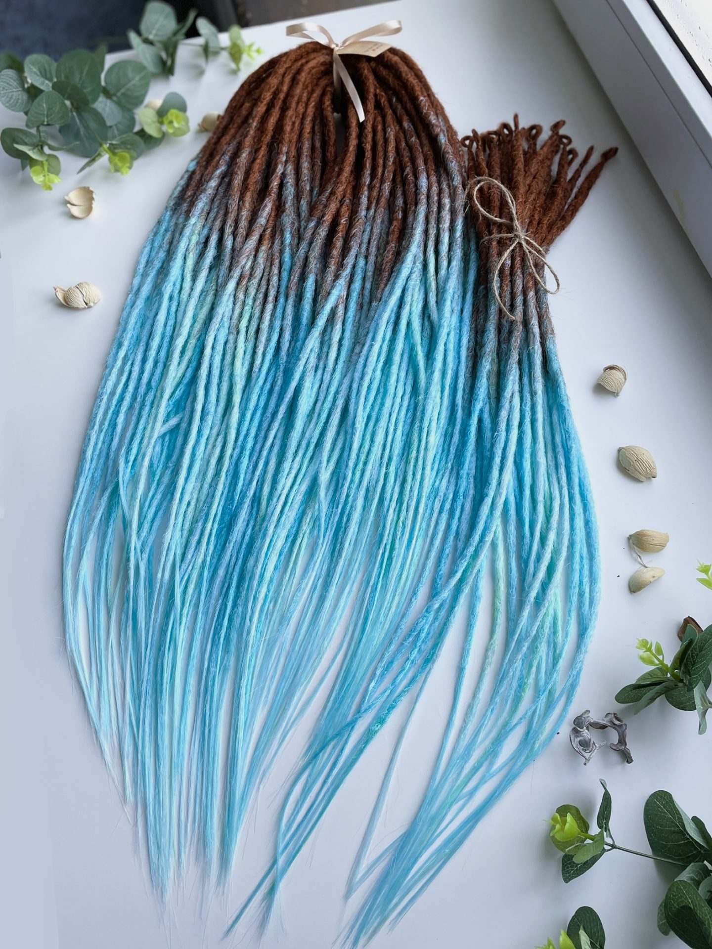 Ginger dreads blue, ombre dreadlocks extensions 9 Ginger dreads blue, ombre dreadlocks extensions - Image 9