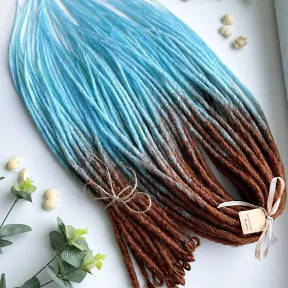Ginger dreads blue, ombre dreadlocks extensions