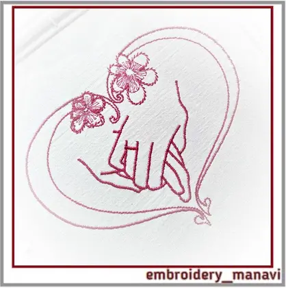 Machine embroidery design Heart Interlacing of hands.