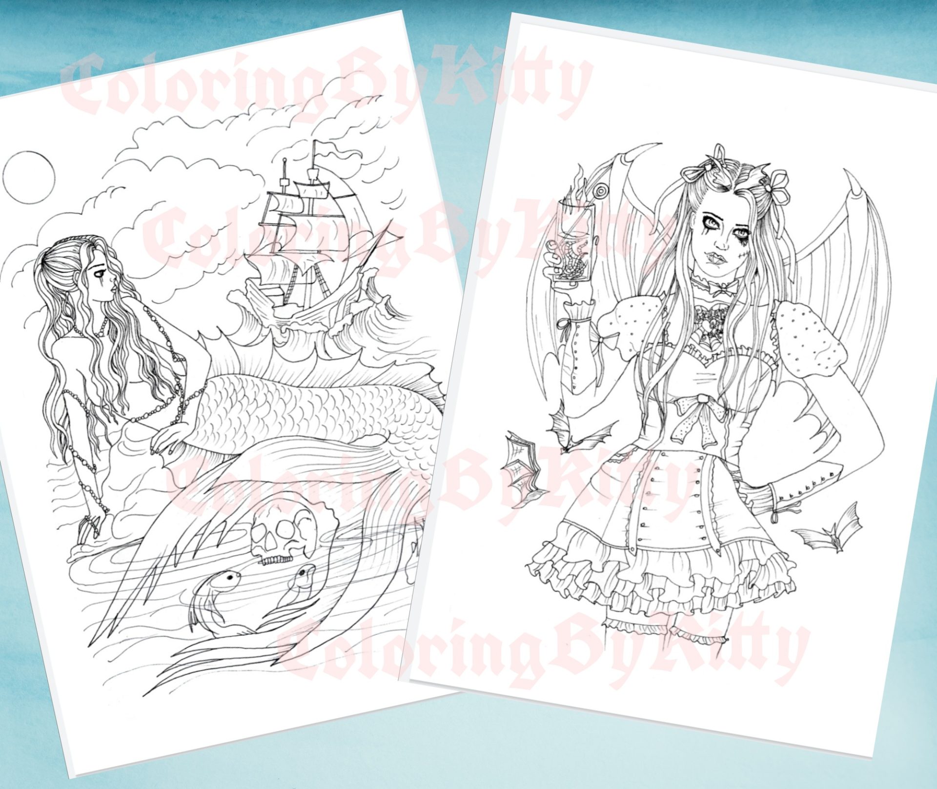"Delusion" pdf coloring book 20 gothic pages to color 2 "Delusion" pdf coloring book 20 gothic pages to color - Image 2