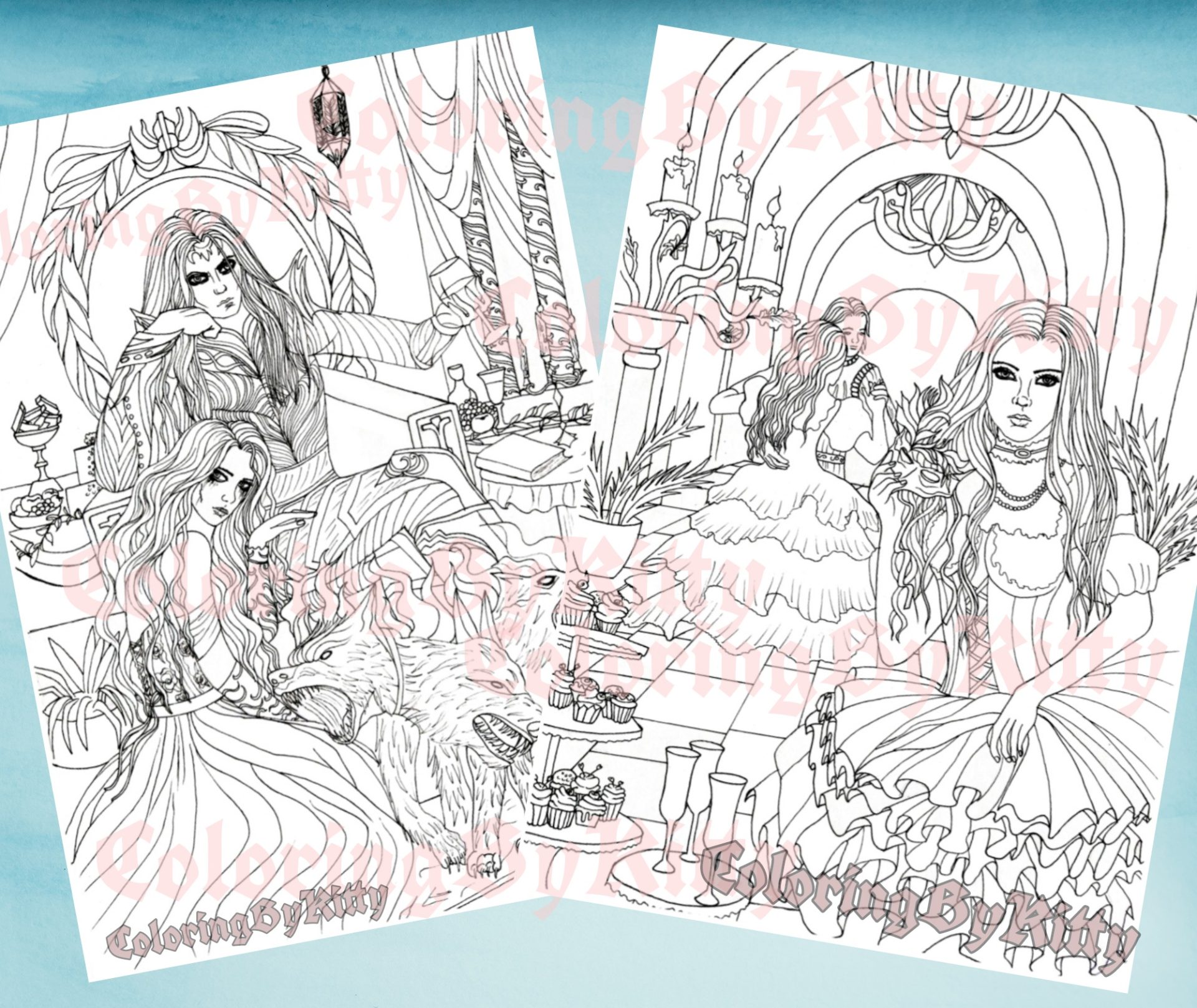 "Delusion" pdf coloring book 20 gothic pages to color 4 "Delusion" pdf coloring book 20 gothic pages to color - Image 4