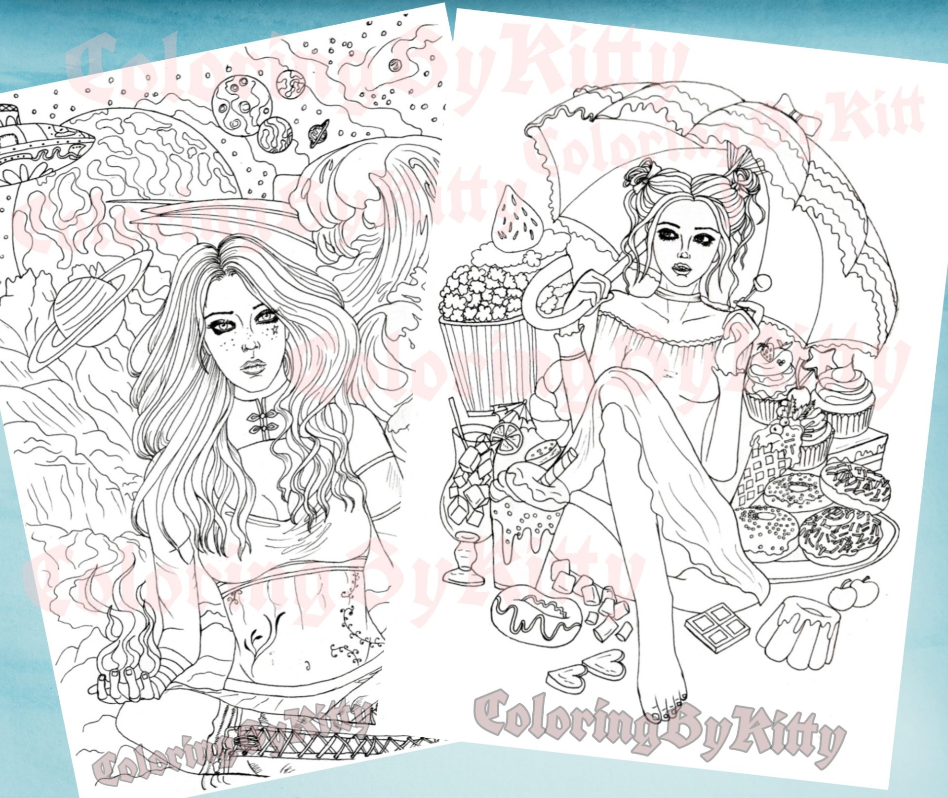 "Delusion" pdf coloring book 20 gothic pages to color 7 "Delusion" pdf coloring book 20 gothic pages to color - Image 7