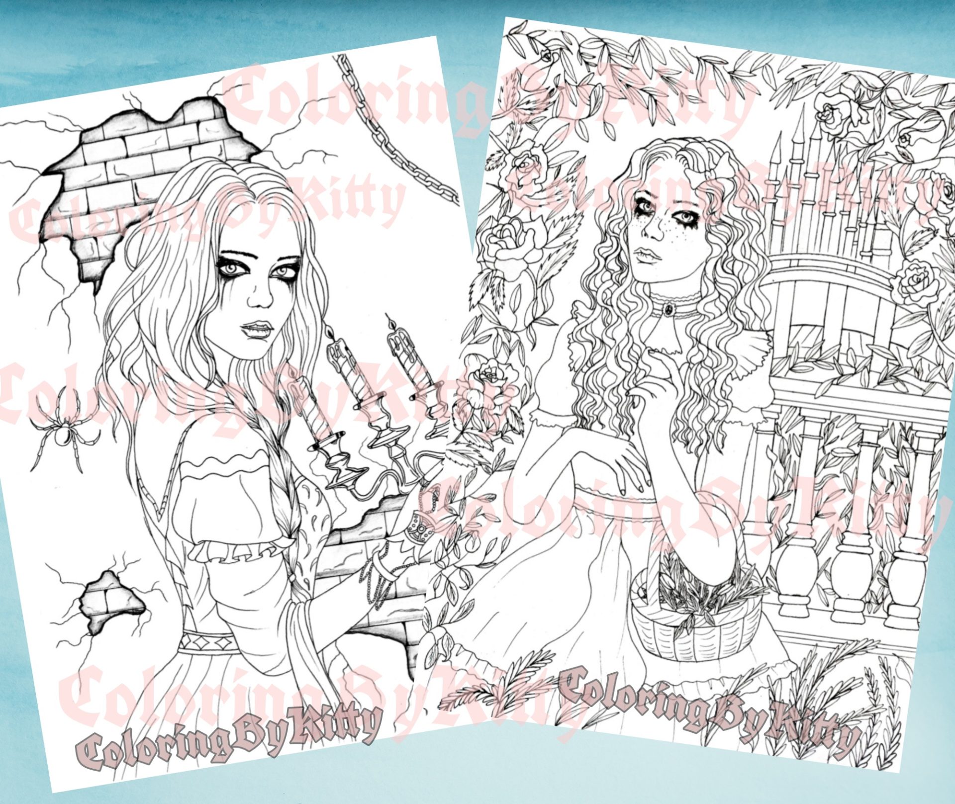 "Delusion" pdf coloring book 20 gothic pages to color 8 "Delusion" pdf coloring book 20 gothic pages to color - Image 8