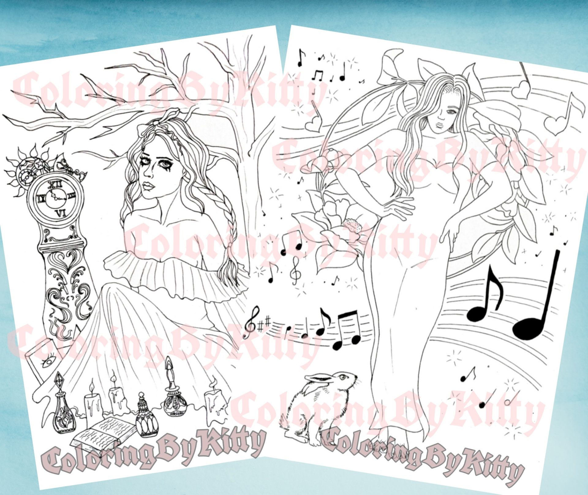 "Delusion" pdf coloring book 20 gothic pages to color 9 "Delusion" pdf coloring book 20 gothic pages to color - Image 9