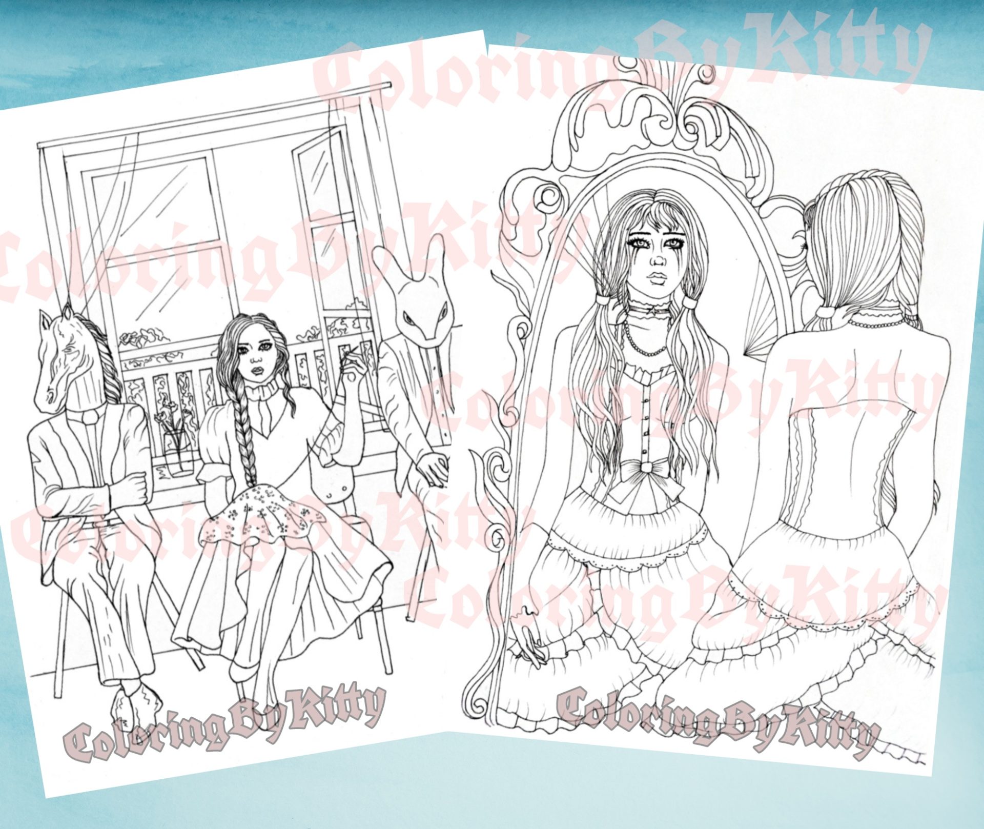 "Delusion" pdf coloring book 20 gothic pages to color 10 "Delusion" pdf coloring book 20 gothic pages to color - Image 10