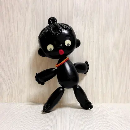 Vintage Soviet Plastic Toy Black Doll. Antique Collectible Doll