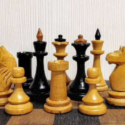 Vintage Soviet Wooden Chess. Russian Antique chess USSR