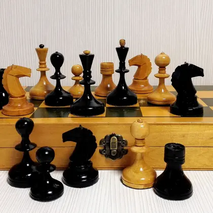 Soviet Antique Wooden Chess. Russian chess. Vintage chess USSR