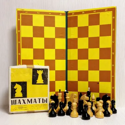 Antique Soviet Wooden Chess. Vintage Russian Chess. Chess USSR