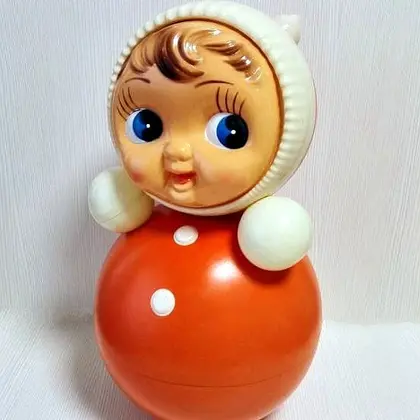 Large Vintage Soviet Doll Roly Poly. Big Musical Doll Anime