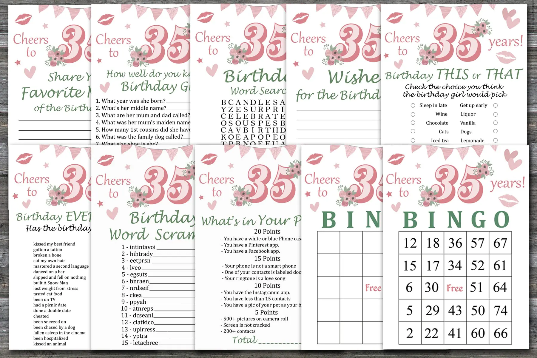35th Birthday Games package,Adult Birthday Games 1 35th Birthday Games package,Adult Birthday Games