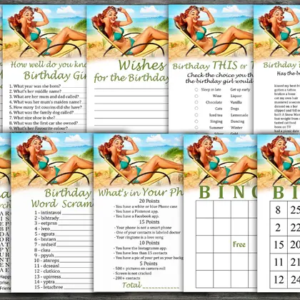 Pin Up Birthday Games package