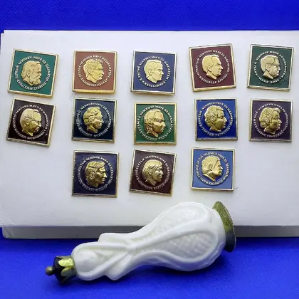 Vintage Soviet Chess Badges. World Chess Champions 13 badges