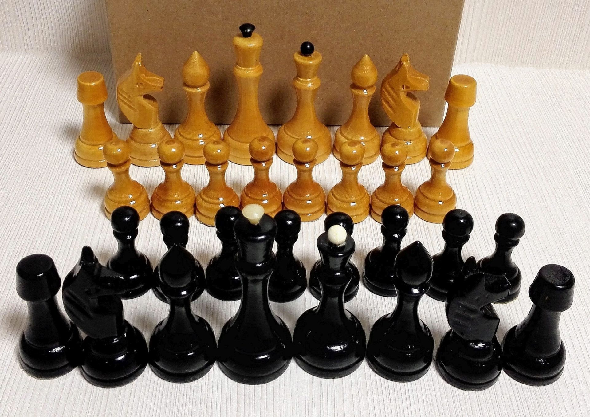 Large Antique Soviet Wooden Chess Pieces. Vintage Russian chess 2 Large Antique Soviet Wooden Chess Pieces. Vintage Russian chess - Image 2