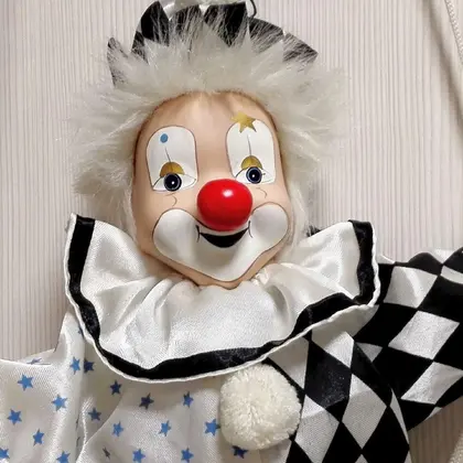 Vintage Large Marionette Clown Doll. Toy Clown Suspended Puppet