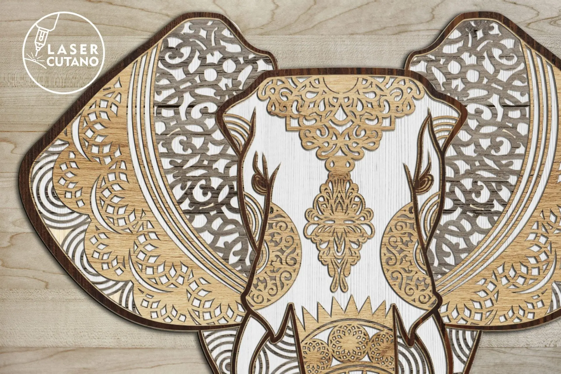 ELEPHANT Template for Laser Cut Wood or Paper Cut 2 ELEPHANT Template for Laser Cut Wood or Paper Cut - Image 2
