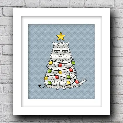 Christmas cat cross stitch pattern pdf
