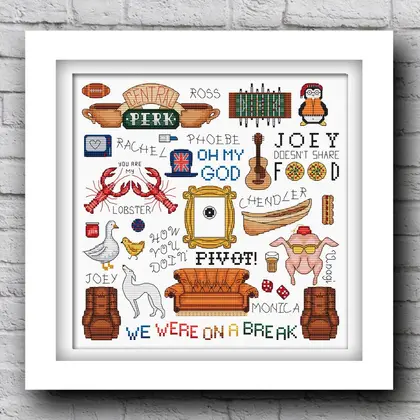 Friends cross stitch pattern pdf, Tv show cross stitch