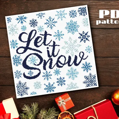 Let it snow cross stitch pattern pdf, Christmas cross stitch