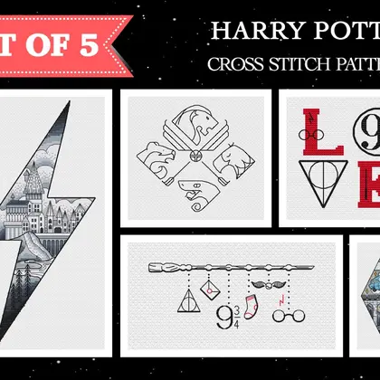 Magic cross stitch pattern pdf, Set of 5 cross stitch patterns
