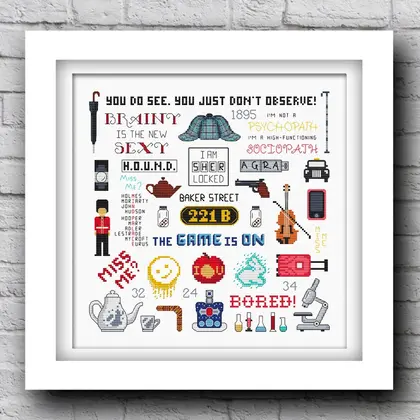 Sherlock cross stitch pattern pdf, Tv show cross stitch