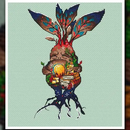 Magic plant cross stitch pattern pdf, Mandrake cross stitch