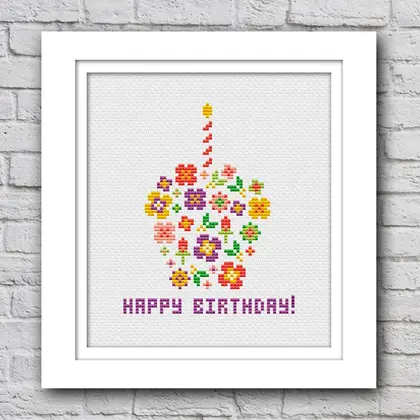 Happy birthday card cross stitch pattern pdf